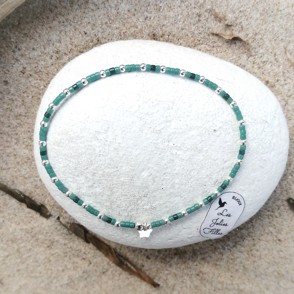 bracelet argent 925 vert zen breloque breloque étoile