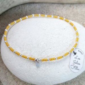 bracelet argent 925 jaune ocre adorable breloque étoile
