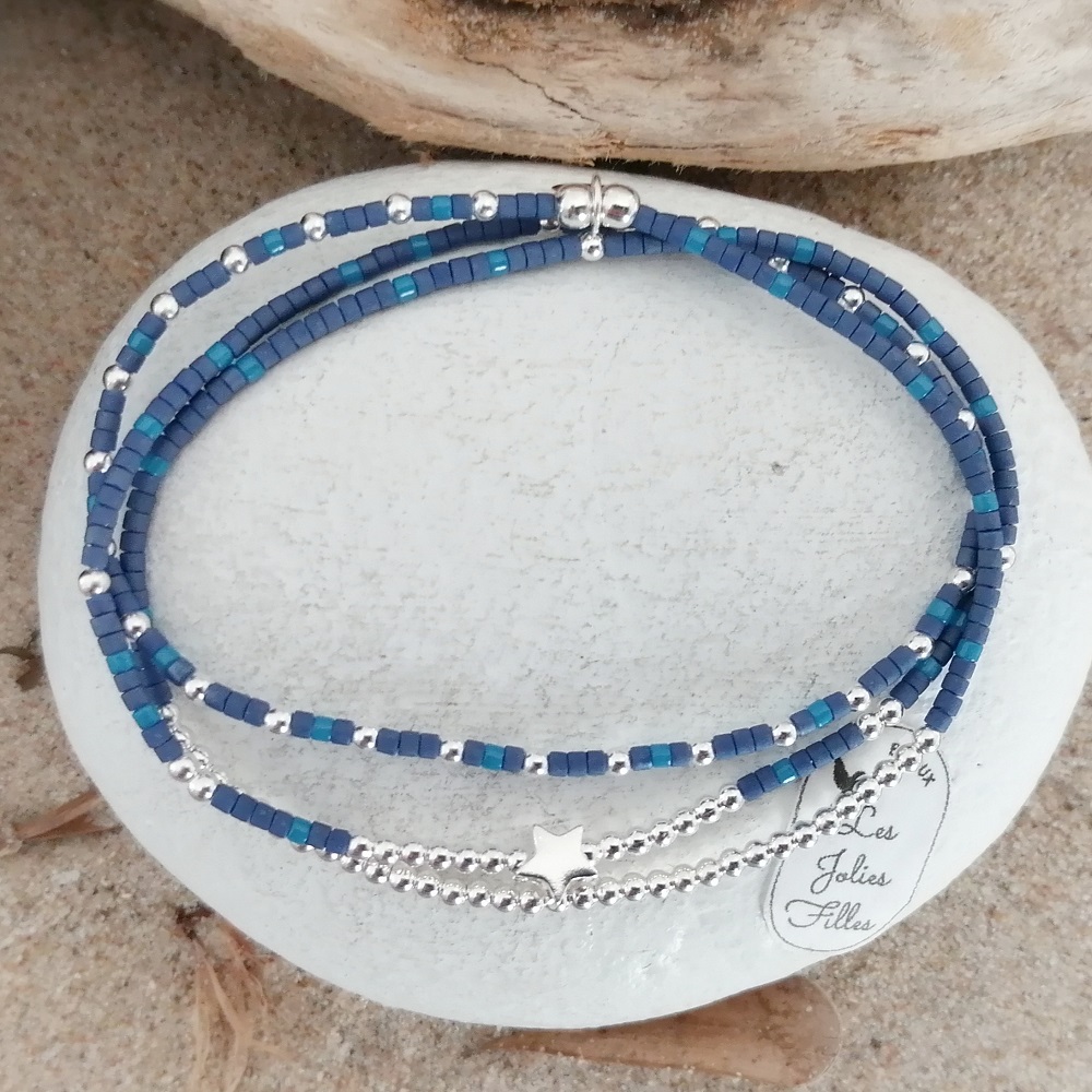 bracelet argent 925 bleu nuit galina