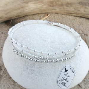bracelet triple blanc bulles résistant sur élastique