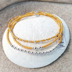 bracelet triple bulleuse argent 925 résistant baignades jaune