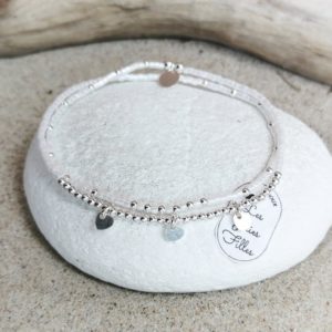 bracelet argent 925 valentine blanc élastique